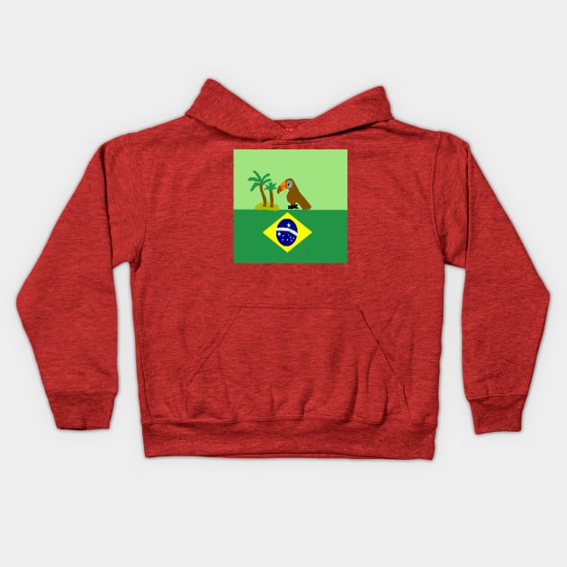 Sporty Brazil Design on Red Background Kids Hoodie by 2triadstore